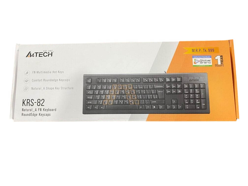 A4TECH KRS-82 Wired Multimedia Keyboard With Bangla